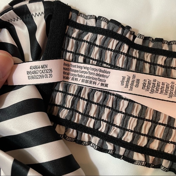 Victoria's Secret black pink Stripe bralette smoked back tie front size Large - Picture 6 of 6